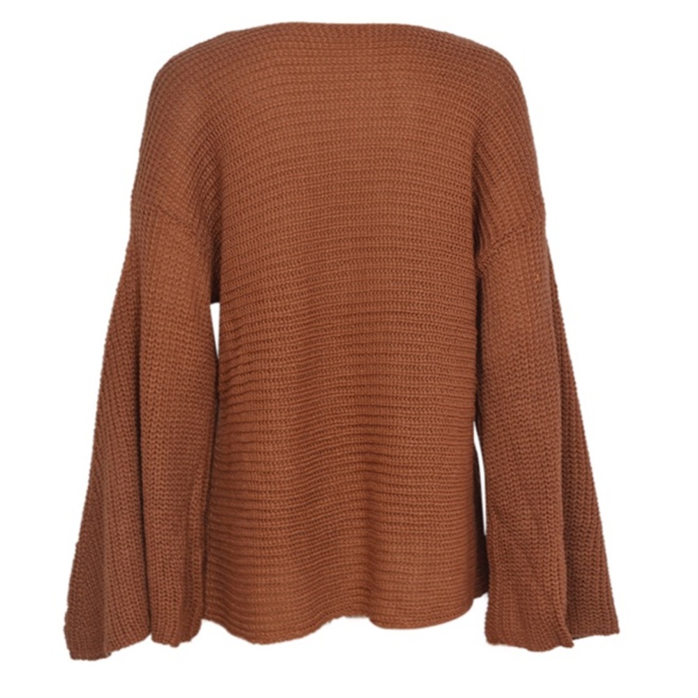 Cinnamon Flare Long Sleeve Knit Sweater - Picture 6 of 7